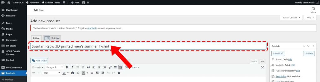 Add a name for your WooCommerce product listing