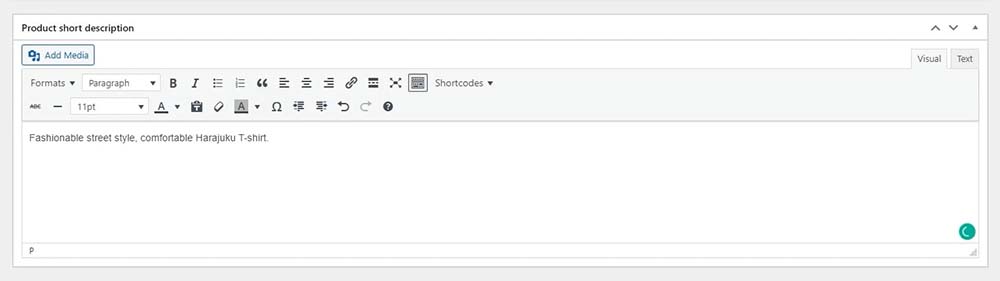 Add a product short description