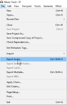 audacity export audio