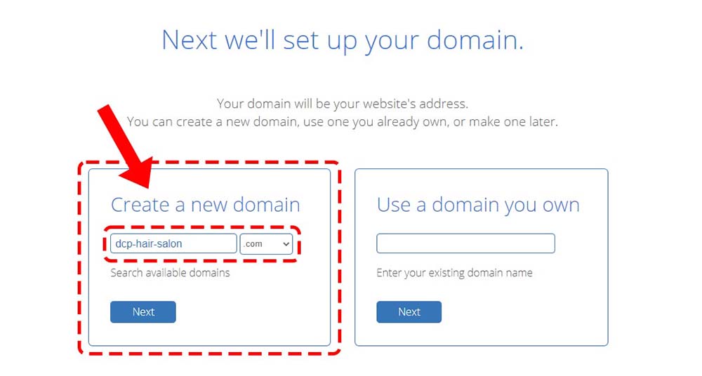 Bluehost create a new domain