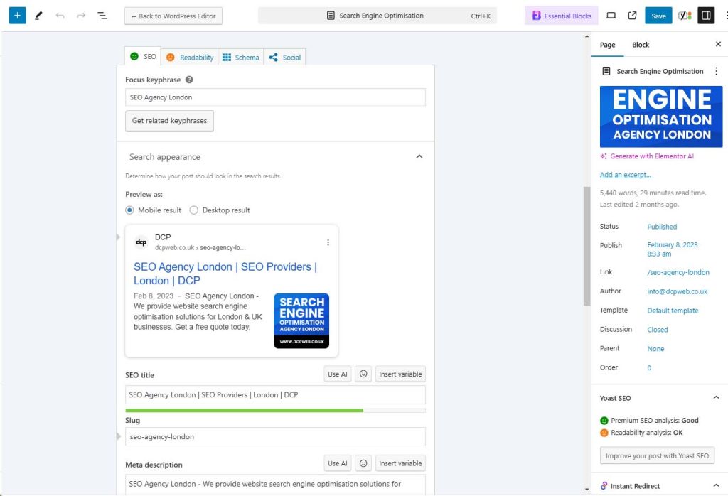 Can I optimise Page Titles and meta descriptions using Yoast SEO?​