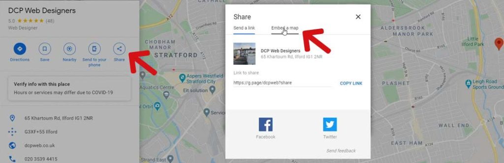 Copy Google Maps embed code