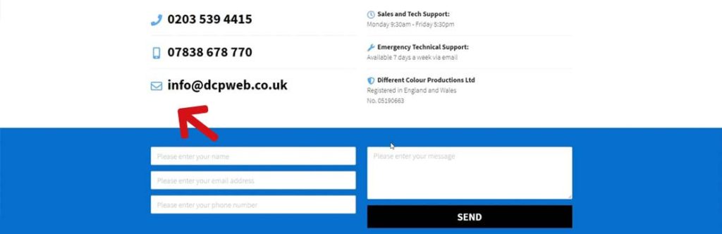 DCP contact page for Google Map embed code