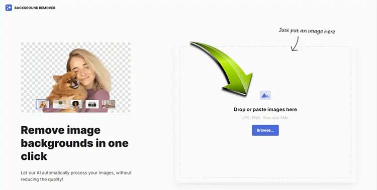 Drag and drop an image to remove the background from an image