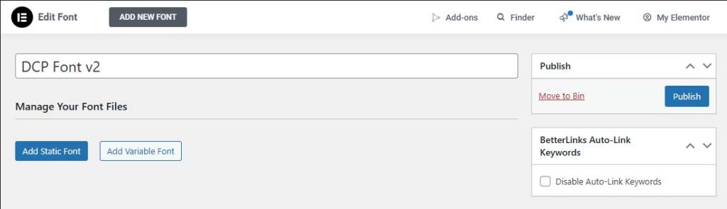 Elementor Custom Fonts