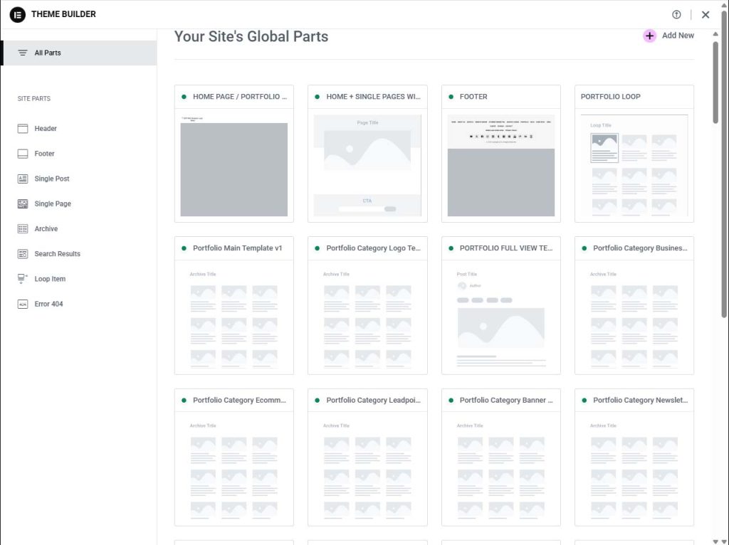 Elementor Theme Builder