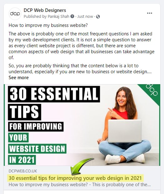 HTML Title Facebook Posts