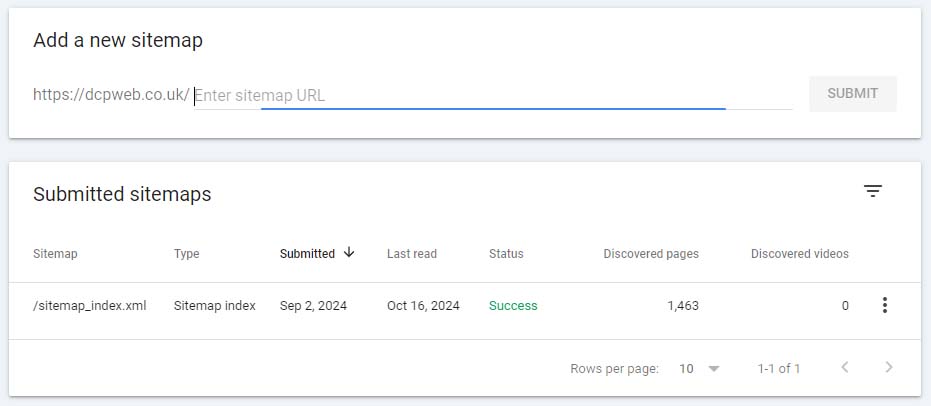Google Search Console Submit Sitemap