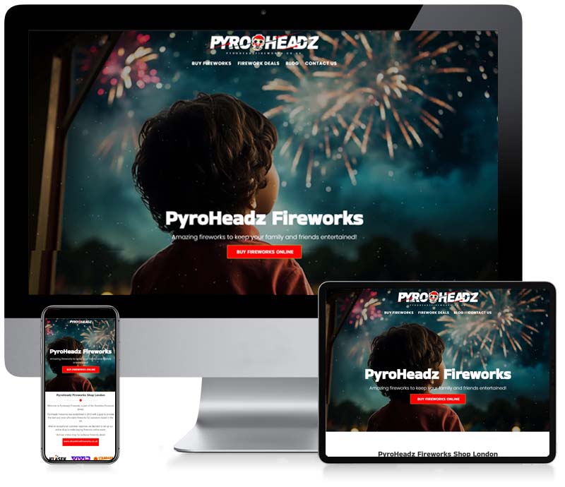 Pyro Headz Fireworks - Website Design