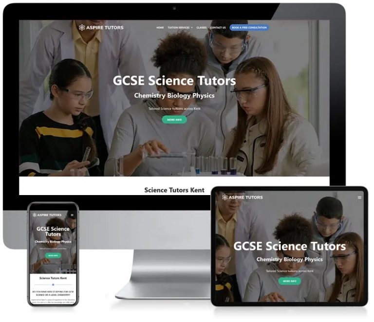 Aspire - Science Tutor - WordPress Website Design