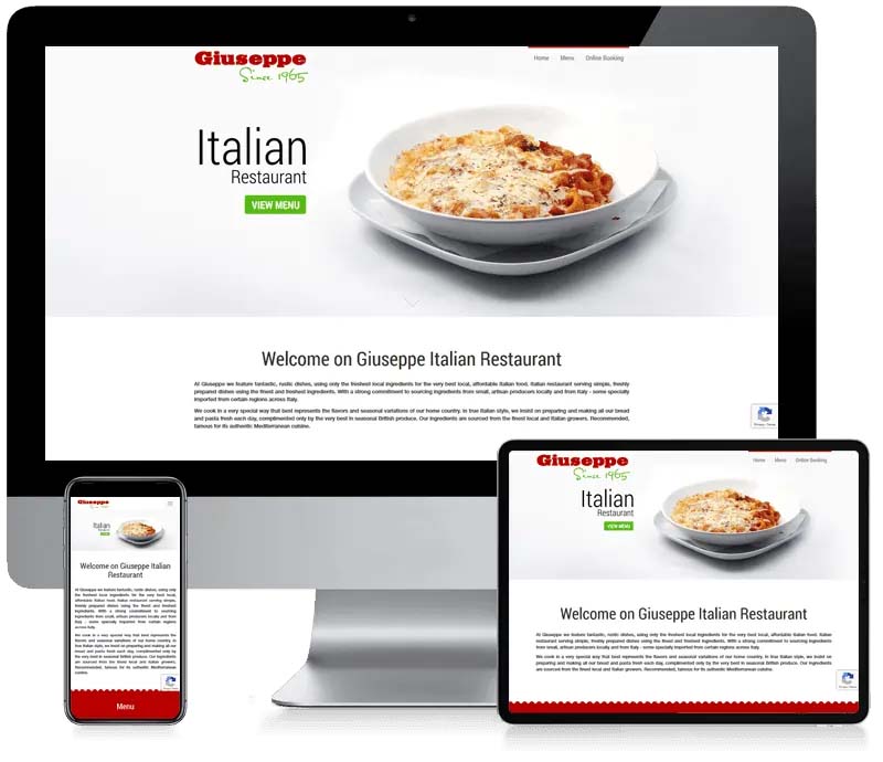 Giuseppe Italian Restaurant - Restaurant Web Design