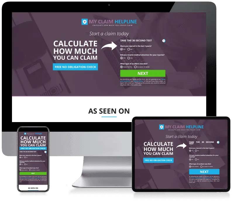 My Claim Helpline - Lead Generation Web Design