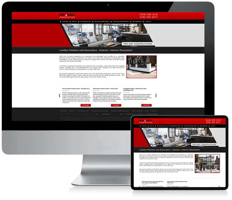 Prodec Construction - Custom CMS Web Design