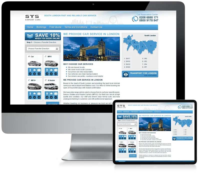 South London Mini Cabs - Company Web Design