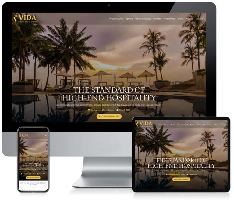 VIDA Luxury Travel Events - Web Design