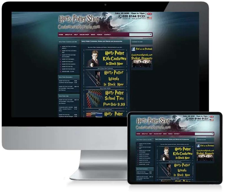 Costumes and Wands - Ecommerce Website Design