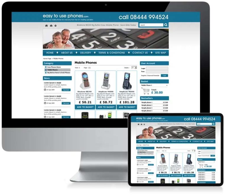Easy to Use Phones - Ecommerce Website Design
