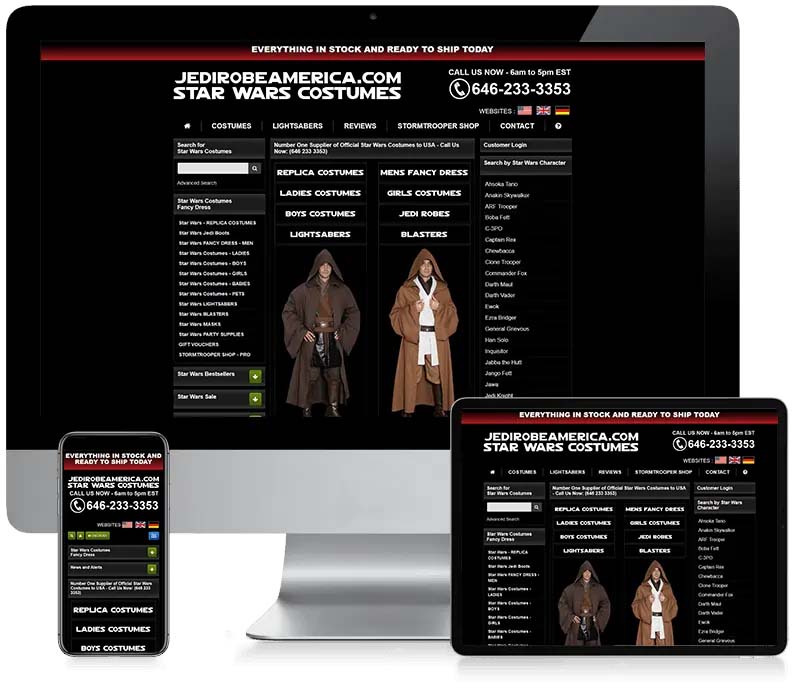 Jedi Robe America - Star Wars Shop - Ecommerce Website Design