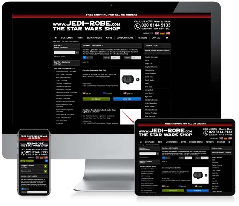 Just Light Sabers - WooCommerce Website Design