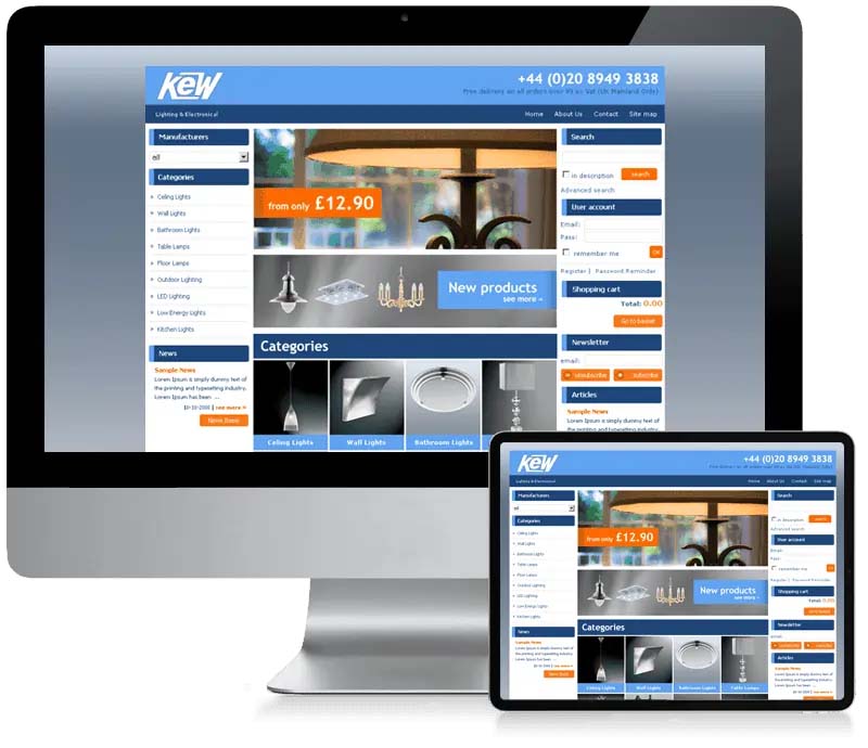 Kew Lighting - Lighting Ecommerce Website