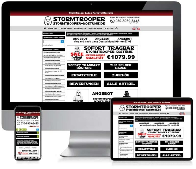 Stormtrooper Kostüme - Ecommerce Website Design