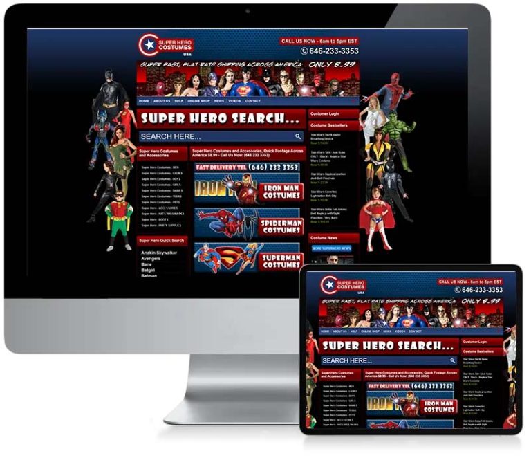Superhero Costumes - Costume Ecommerce Website