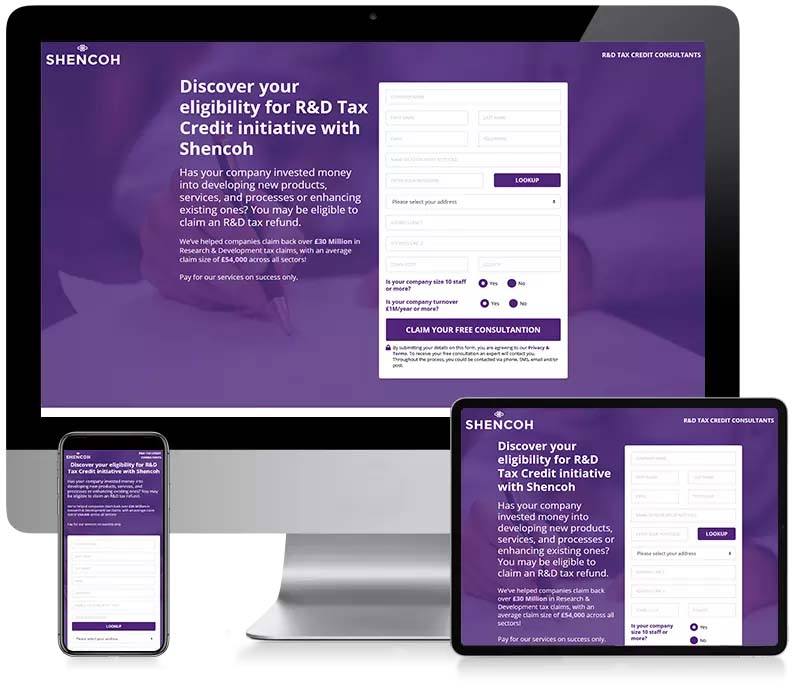 Shencoh - R&D Tax Credit Claim - Lead Generation Web Design