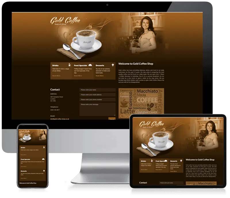 Gold Coffee Shop - Coffee Bistro Web Design