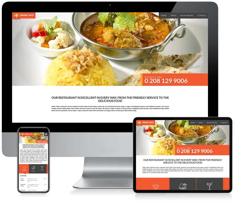 Indian Taste Restaurant - Restaurant Web Design