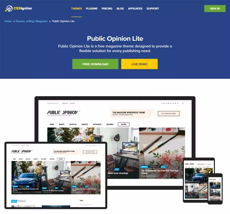 Public Opinion Lite WordPress Theme