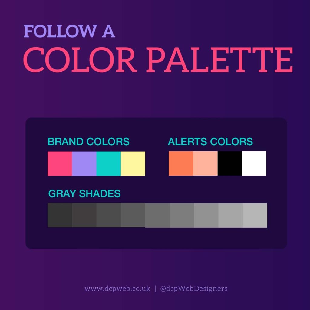 Following a colour palette is essential for accessibility and a cohesive user experience