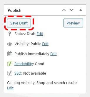 Save product as draft
