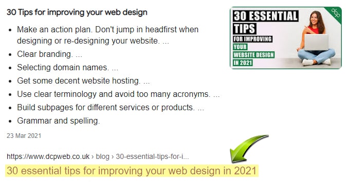 HTML Title Search engine results pages (SERPs)