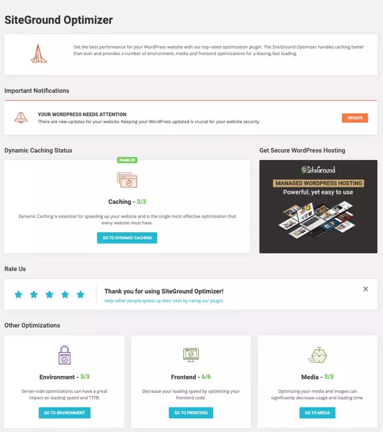 SiteGround Optimizer Plugin