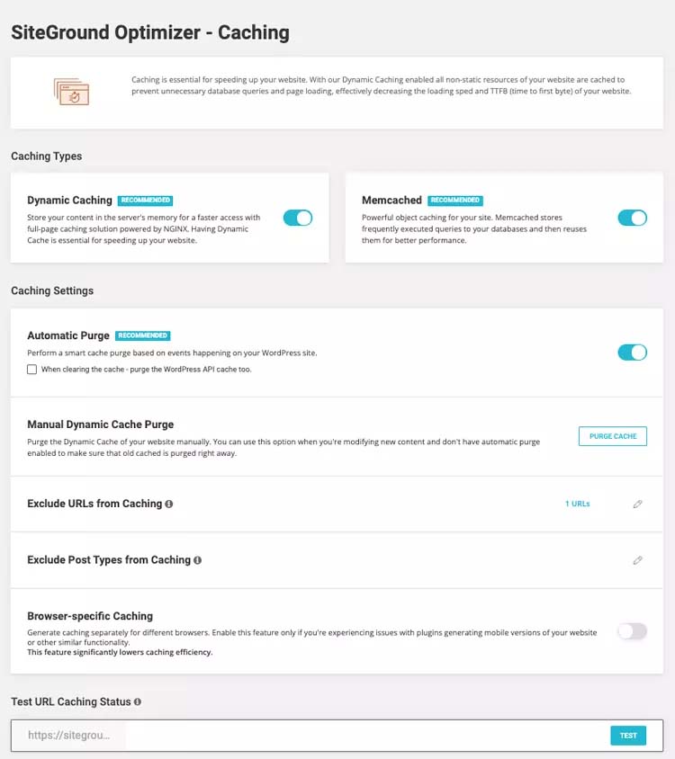 SiteGround Caching Plugin