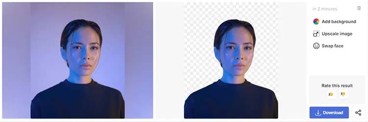 Wait 30 seconds for the AI tool to remove the background from the image